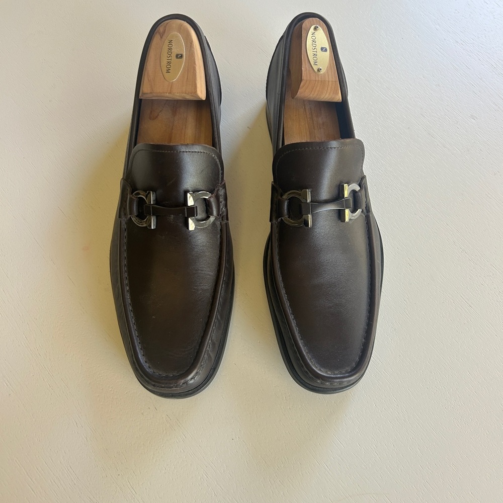 Salvatore Ferragamo Dark Brown Leather Loafers